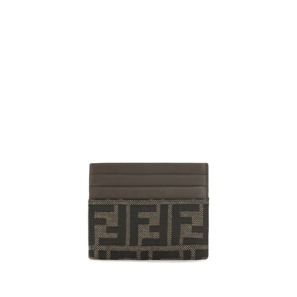 Fendi Men Ff Jacquard And Leather Card Holder